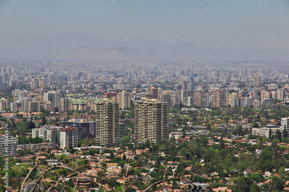 The panoramic view of Santiago city, Chile