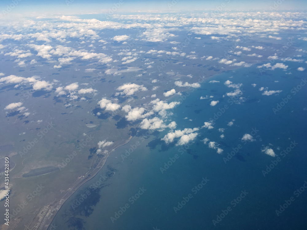 Argentina, the view from airplane on Atlantic ocean