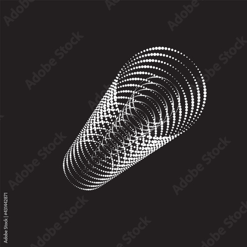 Halftone dots in circle form. round pipe logo . vector dotted tube . Tunnel design element