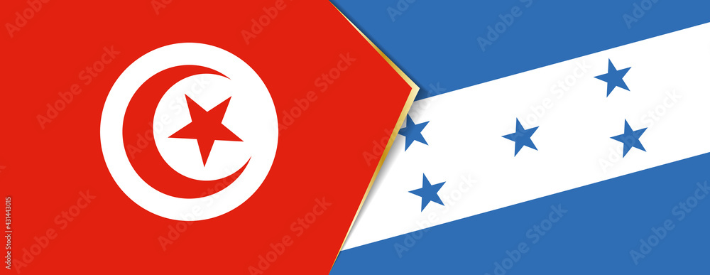 Tunisia and Honduras flags, two vector flags. Tunisia and Honduras flags, two vector flags.