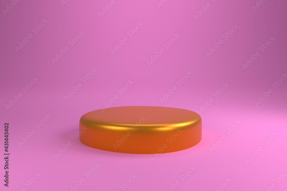 Golden podium on a pink background Golden podium on a pink background