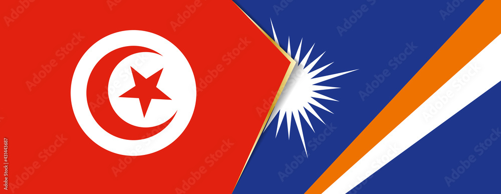 Tunisia and Marshall Islands flags, two vector flags. Tunisia and Marshall Islands flags, two vector flags.