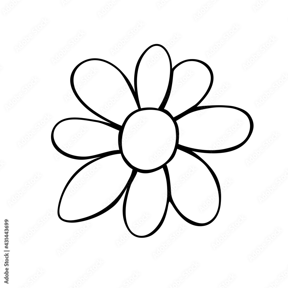 Flower icon. Hand drawn simple black outline vector illustration clip art in doodle style, isolated on white background Flower icon. Hand drawn simple black outline vector illustration clip art in doodle style, isolated on white background
