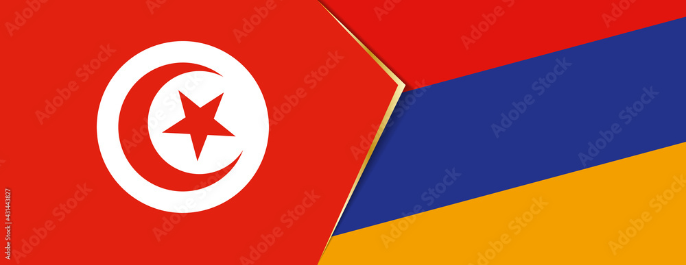 Tunisia and Armenia flags, two vector flags. Tunisia and Armenia flags, two vector flags.