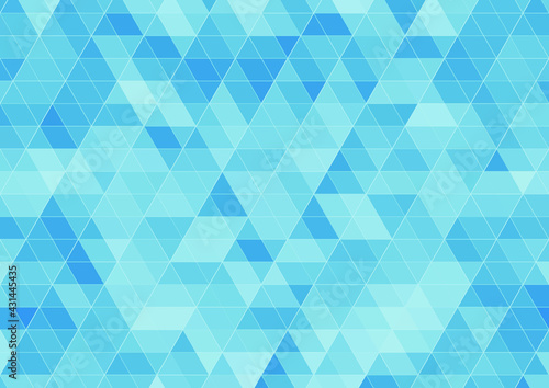 青色の三角形を敷き詰めた幾何学模様背景