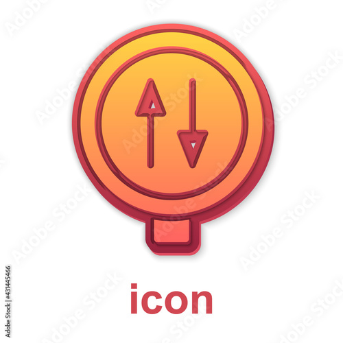 Gold Road sign warning two way traffic icon isolated on white background. Vector