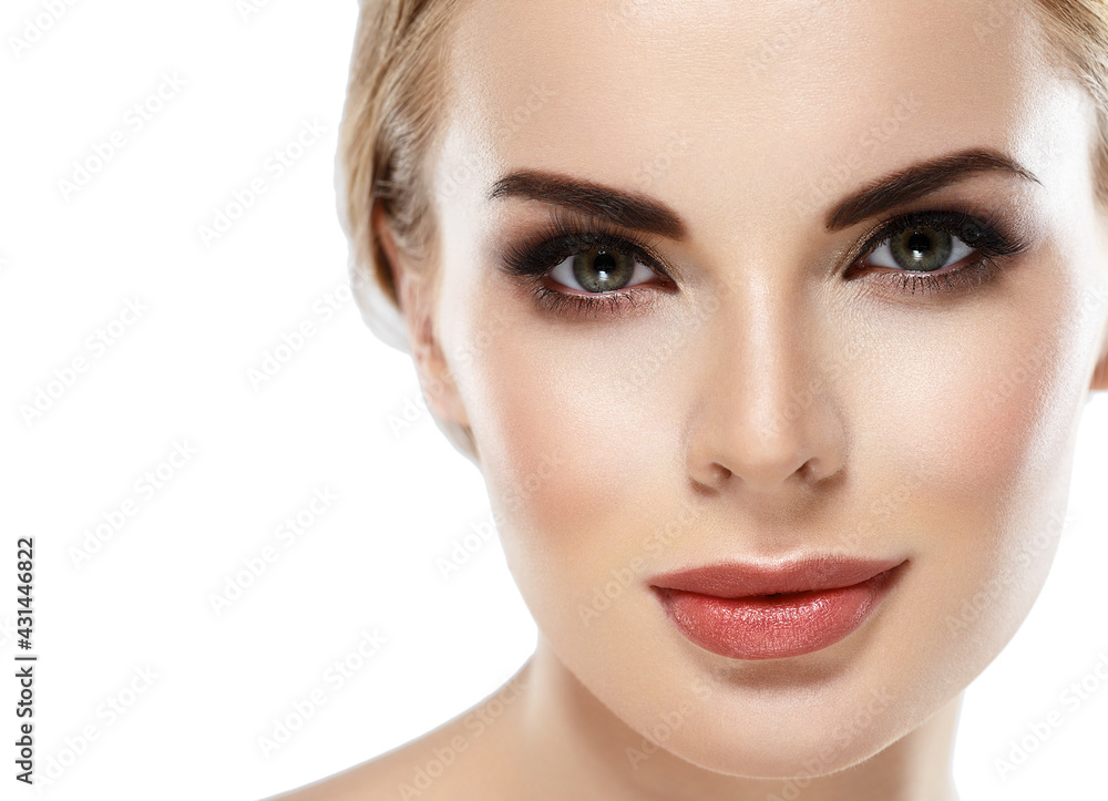 Beautiful young woman with healthy clean skin natural make up healthy blonde hair beautiful eyes and lips Beautiful young woman with healthy clean skin natural make up healthy blonde hair beautiful eyes and lips