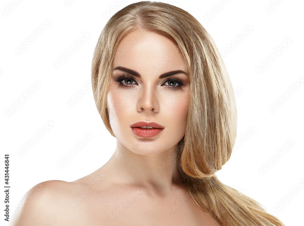 Beautiful young woman with healthy clean skin natural make up healthy blonde hair beautiful eyes and lips Beautiful young woman with healthy clean skin natural make up healthy blonde hair beautiful eyes and lips