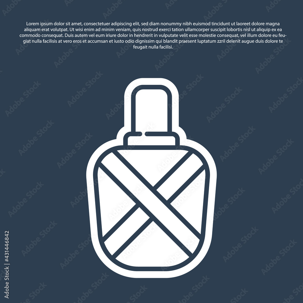 Blue line Canteen water bottle icon isolated on blue background. Tourist flask icon. Jar of water use in the campaign. Vector Illustration Blue line Canteen water bottle icon isolated on blue background. Tourist flask icon. Jar of water use in the campaign. Vector Illustration