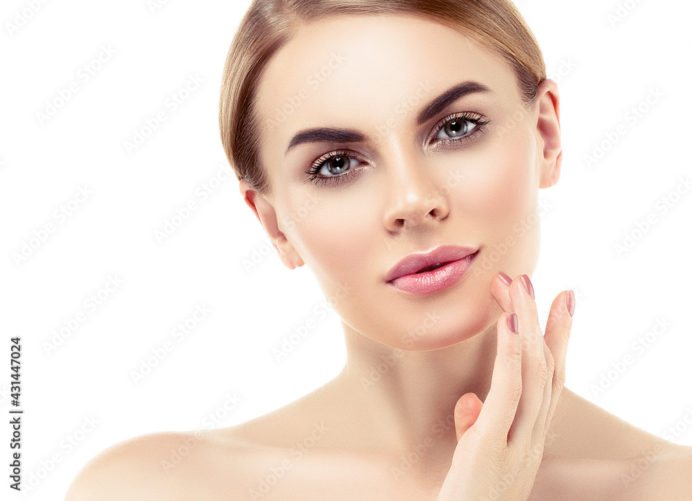 Beautiful young woman with healthy clean skin natural make up healthy blonde hair beautiful eyes and lips Beautiful young woman with healthy clean skin natural make up healthy blonde hair beautiful eyes and lips
