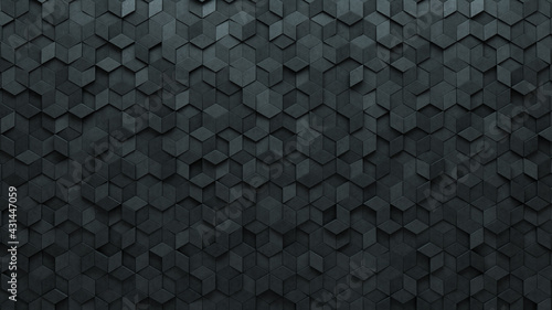 Diamond shaped Tiles arranged to create a Concrete wall. Semigloss, 3D Background formed from Futuristic blocks. 3D Render
