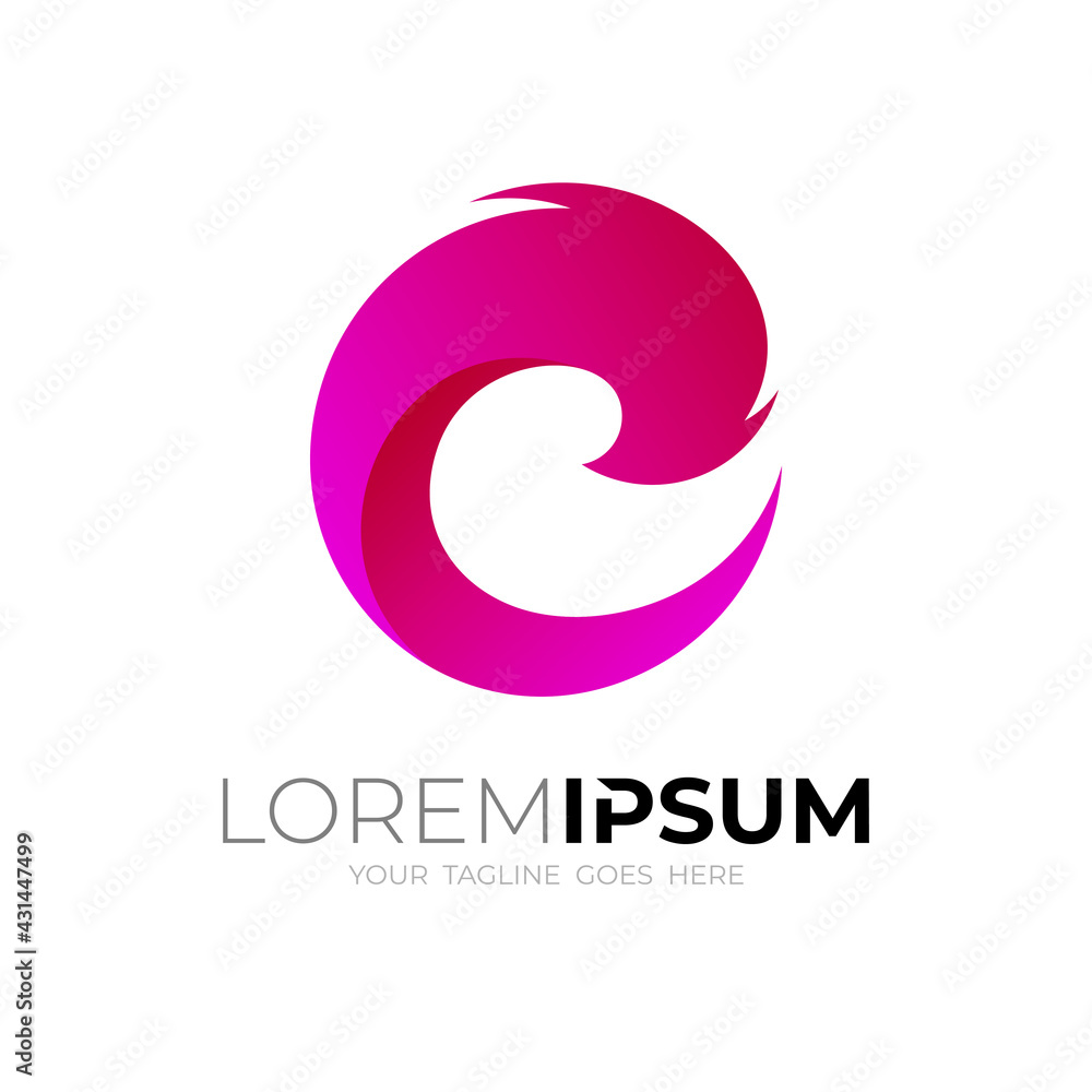 Modern C logo and fire design combination, 3d icon Modern C logo and fire design combination, 3d icon