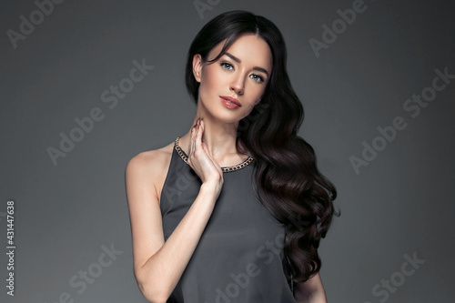 Wallpaper Mural Beautiful woman with long hair, shine and curly, beauty girl Torontodigital.ca