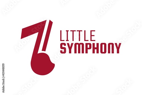 little symphony rabbit head red music note logo concept design illustration