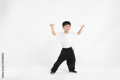 asian boy about 4 years in casual sport clothes