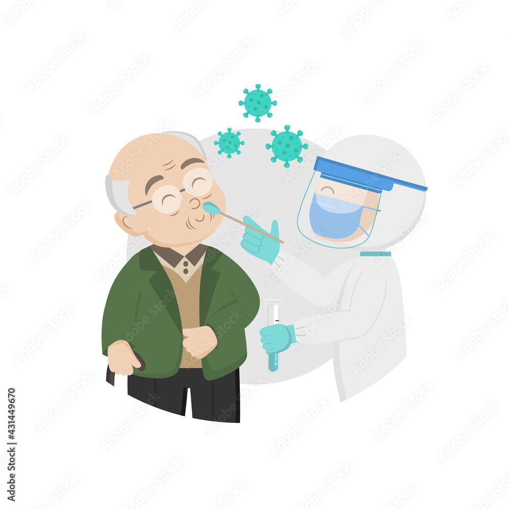 Covid 19 nasal swab test flat illustration. Covid 19 nasal swab test flat illustration.