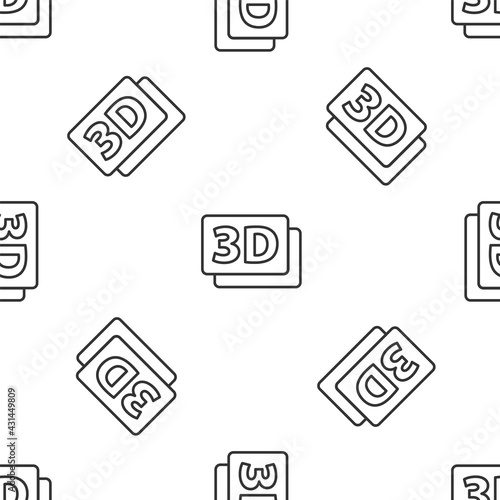 Grey line 3D word icon isolated seamless pattern on white background. Vector © vector_v
