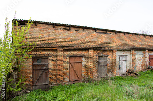 Old brick outbuildings of the soviet union in the Kirovograd region