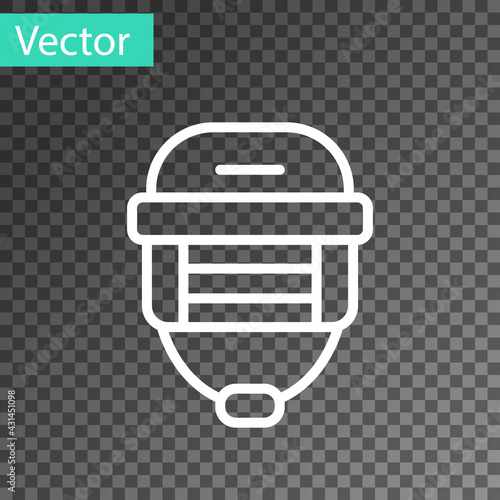 Canvas Print White line Hockey helmet icon isolated on transparent background