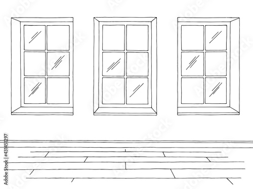 Room graphic black white home interior sketch illustration vector 