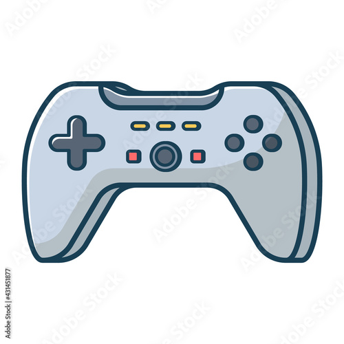 Grey game joystick icon. Joypad for console, pc and video games. Vector illustration in flat line style.