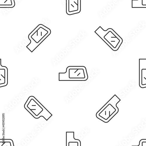 Grey line Car mirror icon isolated seamless pattern on white background. Vector © vector_v
