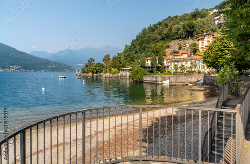Lakeside of Colmegna with historic charming villa on lake Maggiore, municipality of Luino, Lombardy, Italy. photo