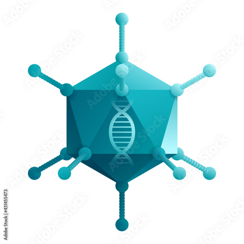 Adenovirus 3D icon - artificial virus for vaccine photo