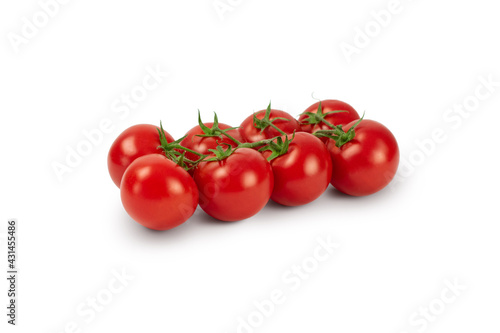 Bunch of cherry tomatoes on white background. Top view.