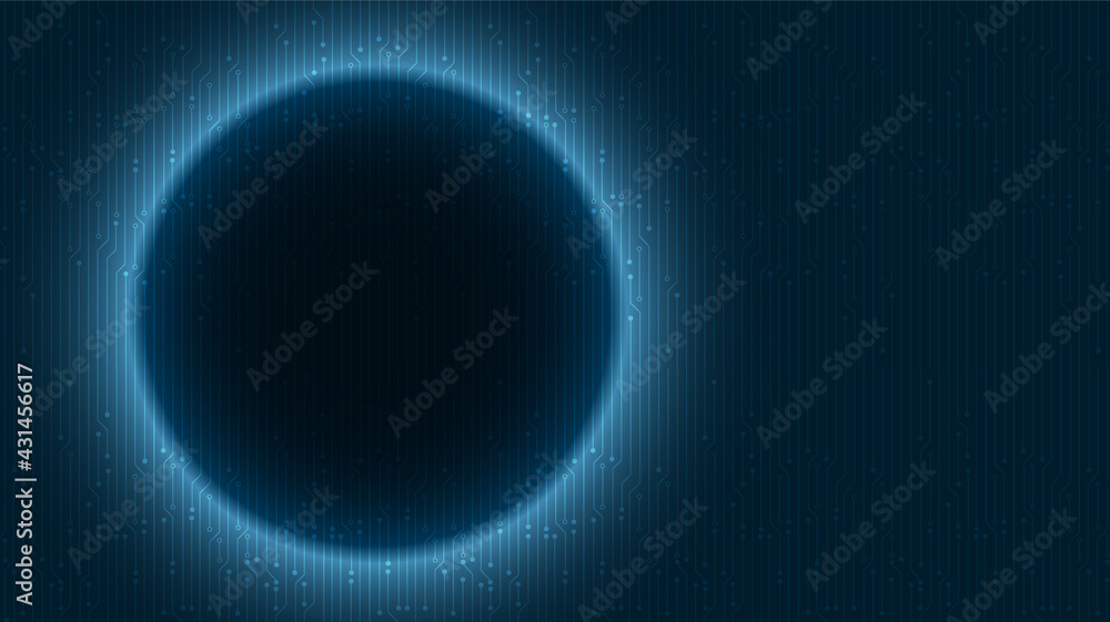 Neon Light Circle Technology on Future Background,Hi-tech Digital and Communication Concept design,Free Space For text in put,Vector illustration.