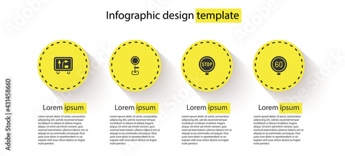 Set Road traffic sign, , Stop and Speed limit. Business infographic template. Vector