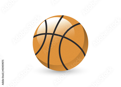Cartoon style basketball rubber ball isolated. Vector illustration.
