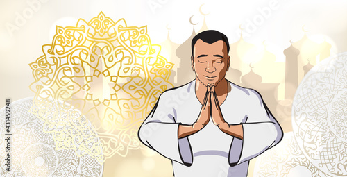 Poster for muslim religion holiday. Vector illustration.