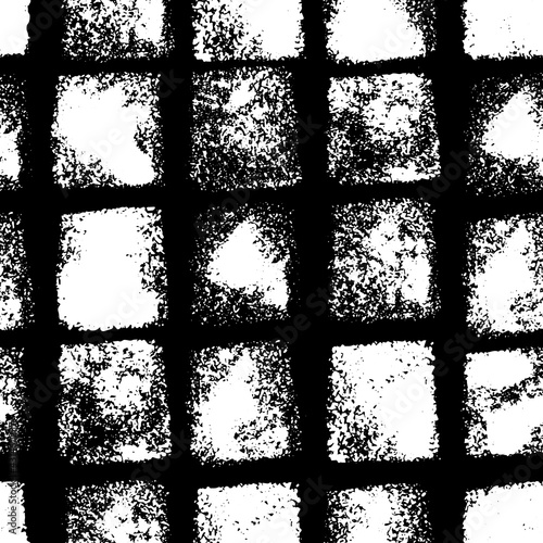 Vector seamless pattern with white grunge textured shapes on black background
