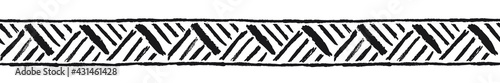 Ethnic border with stripes, black. Linear border made in tribal style, made from hand-drawn drawings.