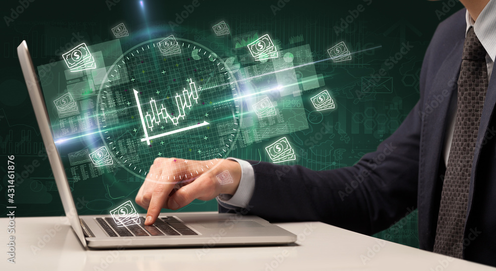 business hand working in stock market business hand working in stock market