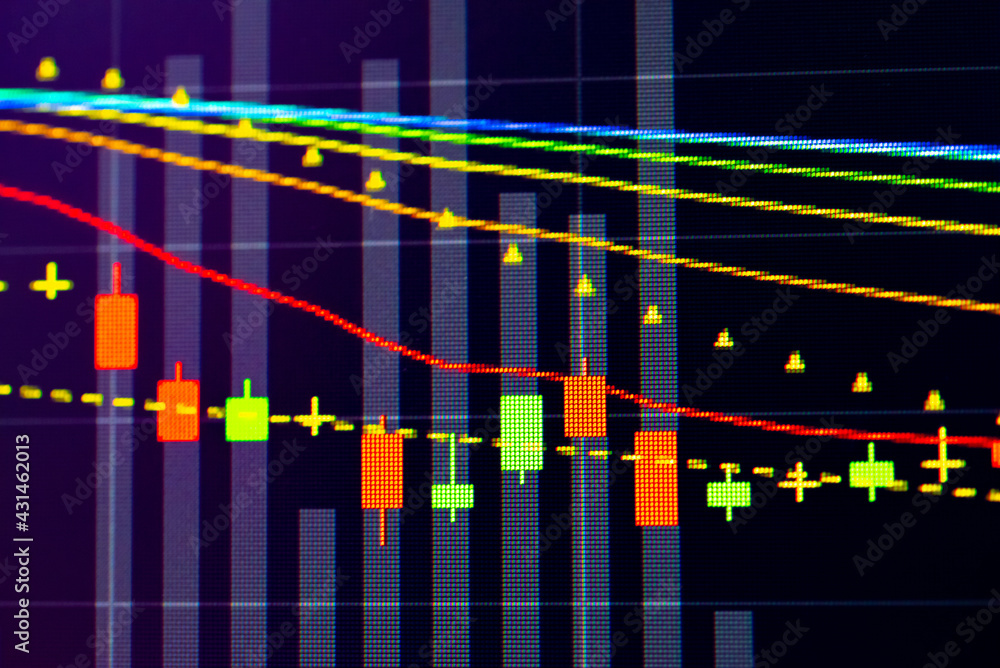 Fototapeta premium Financial accounting of profit summary graphs analysis. The business plan at the meeting and analyze financial numbers to view the performance of the company in stock market exchange.
