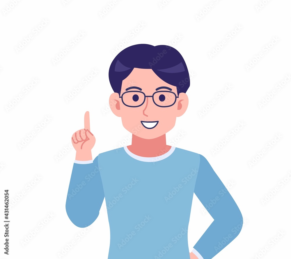 Male of glasses wearing water colored clothes