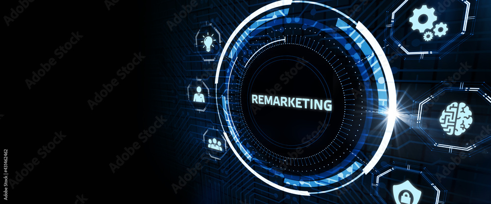 The concept of business, technology, the Internet and the network. A young entrepreneur working on a virtual screen of the future and sees the inscription: Remarketing The concept of business, technology, the Internet and the network. A young entrepreneur working on a virtual screen of the future and sees the inscription: Remarketing