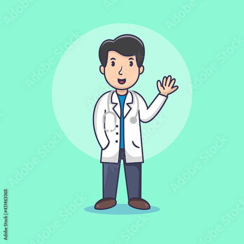 Men Doctor Cartoon Character . Cute Doctor Cartoon . Flat Cartoon Style