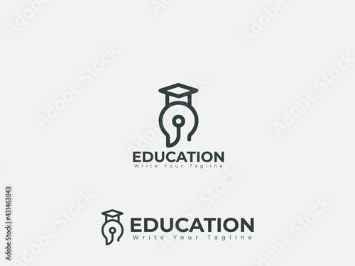 Education logo design concept for a hat, the human brain 