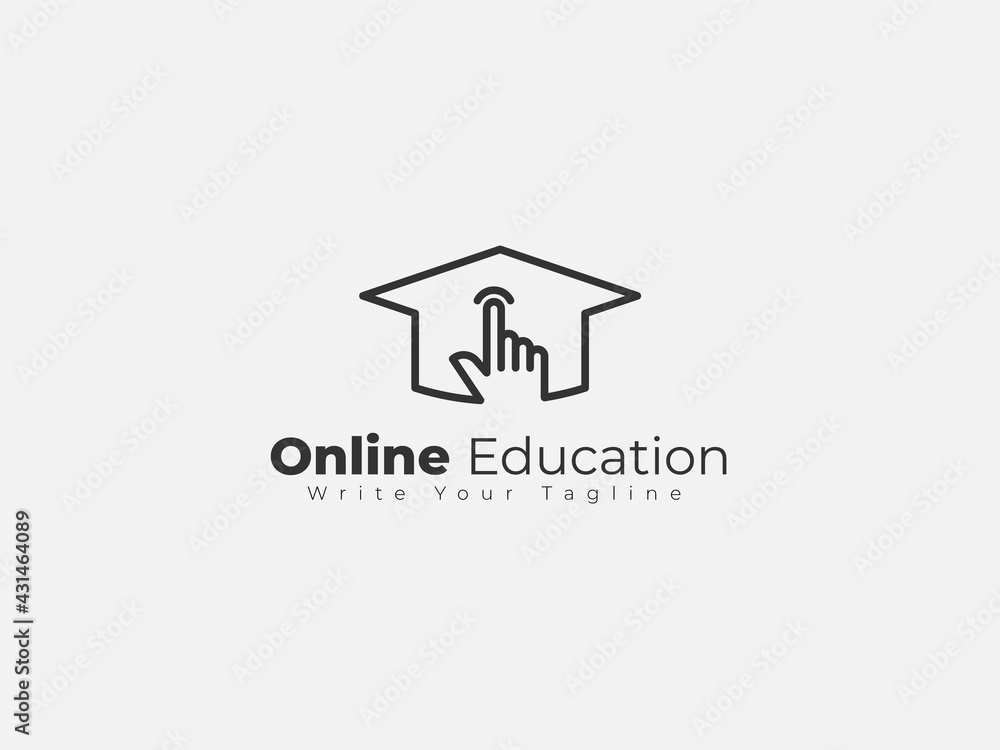 Logo design for education, cap, online, cursor Logo design for education, cap, online, cursor