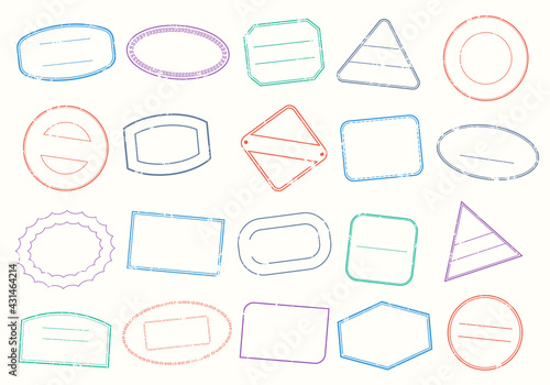 Stamp frame set. Grunge seal borders. Vector illustration.