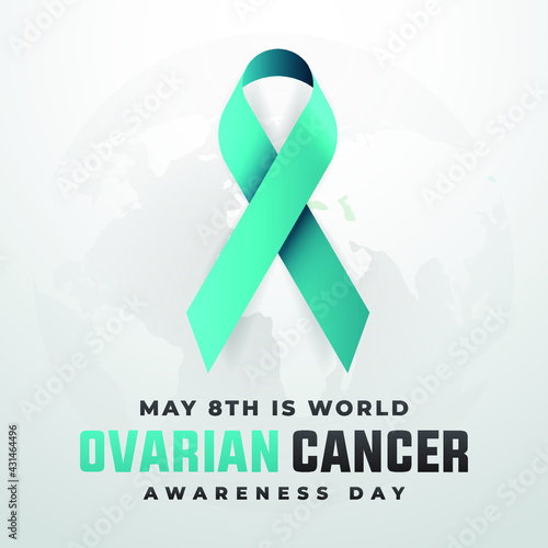 May 8th is world ovarian cancer awareness day modern creative banner, sign, design concept, social media post with black and blue text and an awareness hope icon on a light abstract background. 