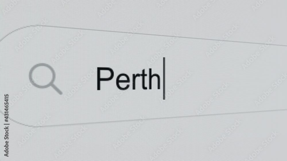 Perth - Internet browser search engine bar typing australian city name. Perth - Internet browser search engine bar typing australian city name.