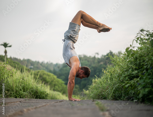 Man practice Yoga practice and meditation outdoor