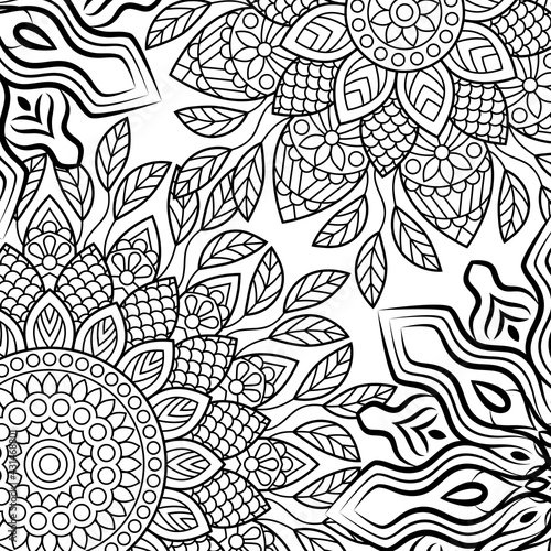 Coloring book pages. Mandala background. Indian antistress medallion. Abstract islamic flower, arabic henna design, yoga symbol. Vector illustration