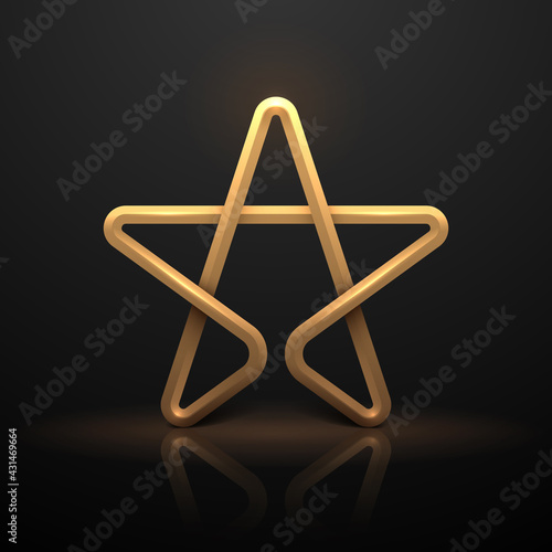 Gold star shape on black background