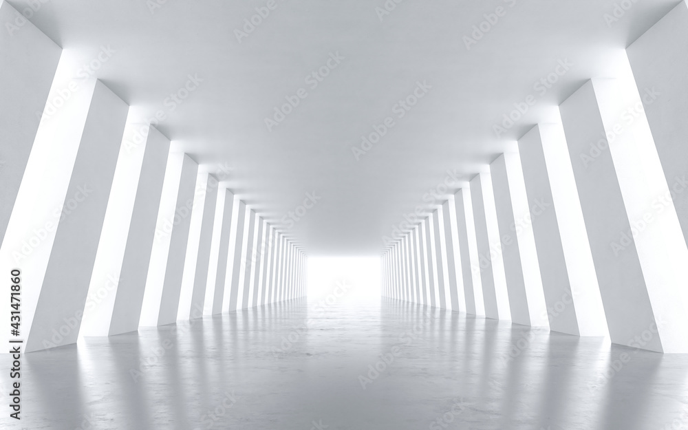 White Abstract Tunnel design. 3D rendering