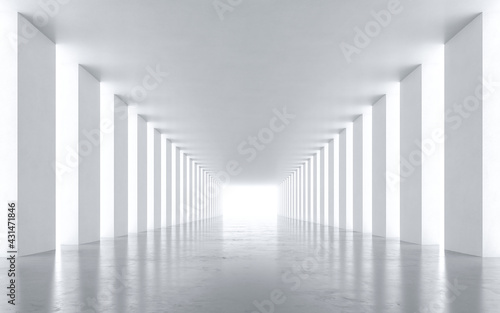 White Abstract Tunnel design. 3D rendering